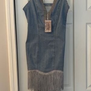 green emerald velvet dress Rylie Denim Strapless Fringe Mini Dress - Xs Size - Women's Dresses main image 0